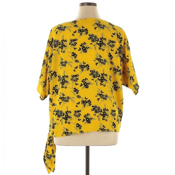 Michael Kors Yellow Floral Tie Front Blouse - Picture 6 of 6